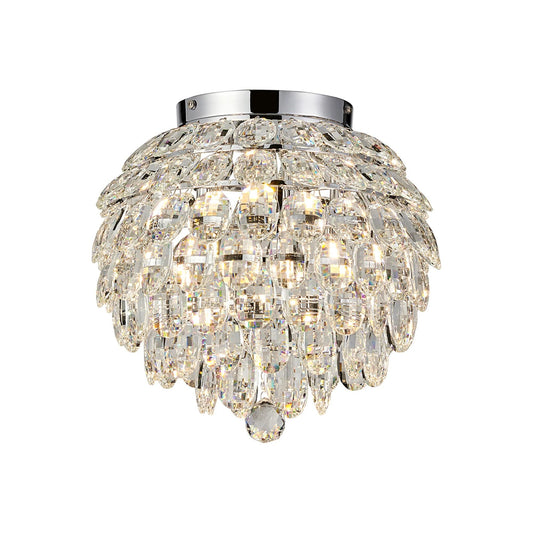 Orlune IP44 crystal flush bathroom ceiling light in chrome