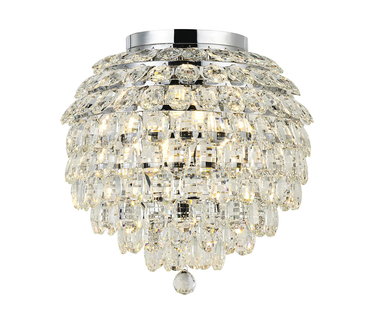 Orlune 45cm IP44 crystal flush ceiling light in chrome