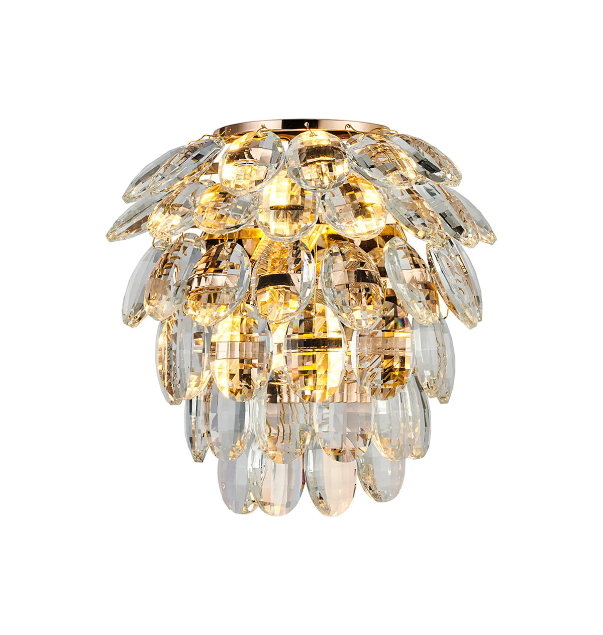 Orlune 2 light IP44 crystal wall light in French gold