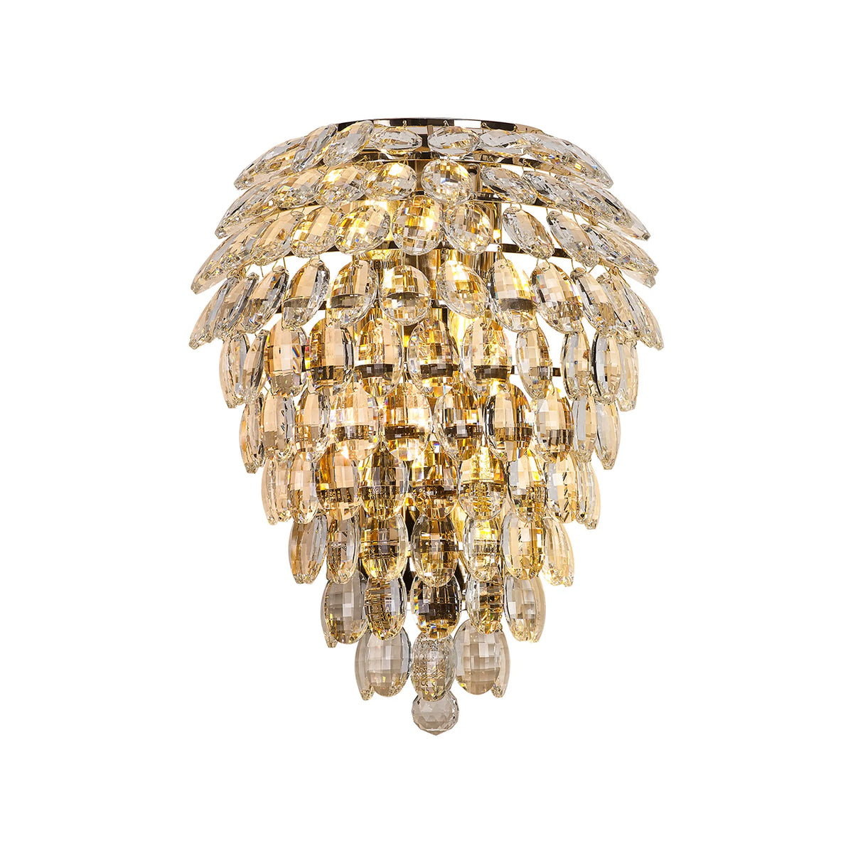 Orlune tall 6 light IP44 crystal wall light in French gold