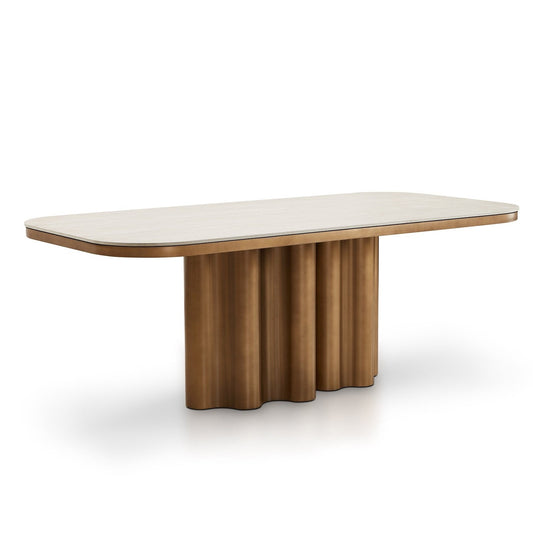 Liang & Eimil Corinthian Dining Table - Travertine Marble Effect