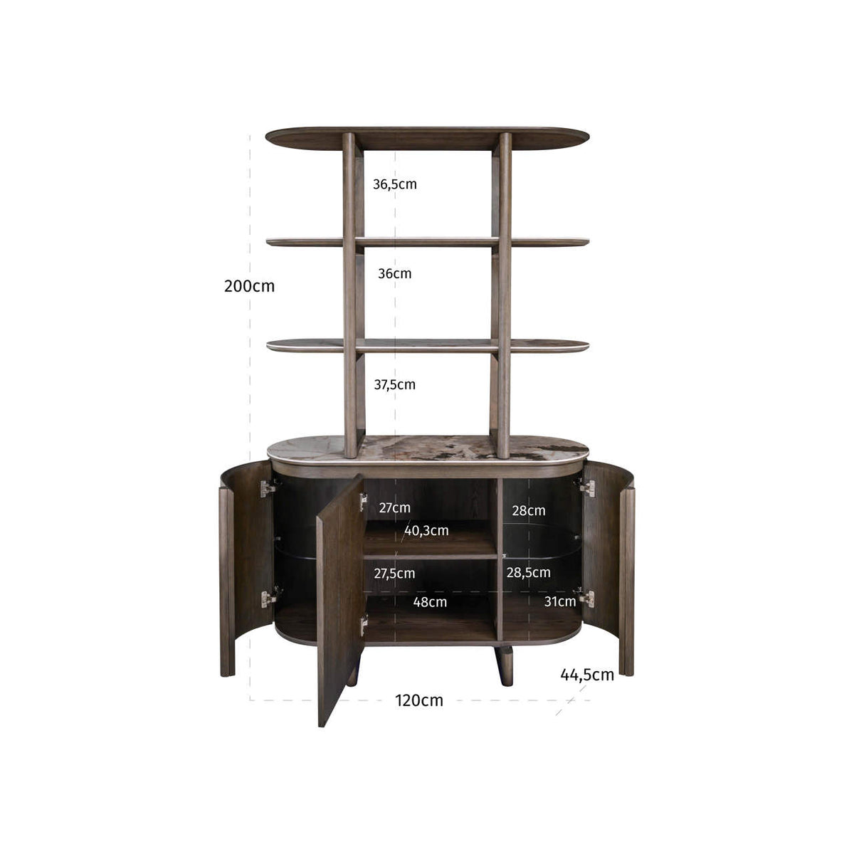 Langley Brown Display Cabinet