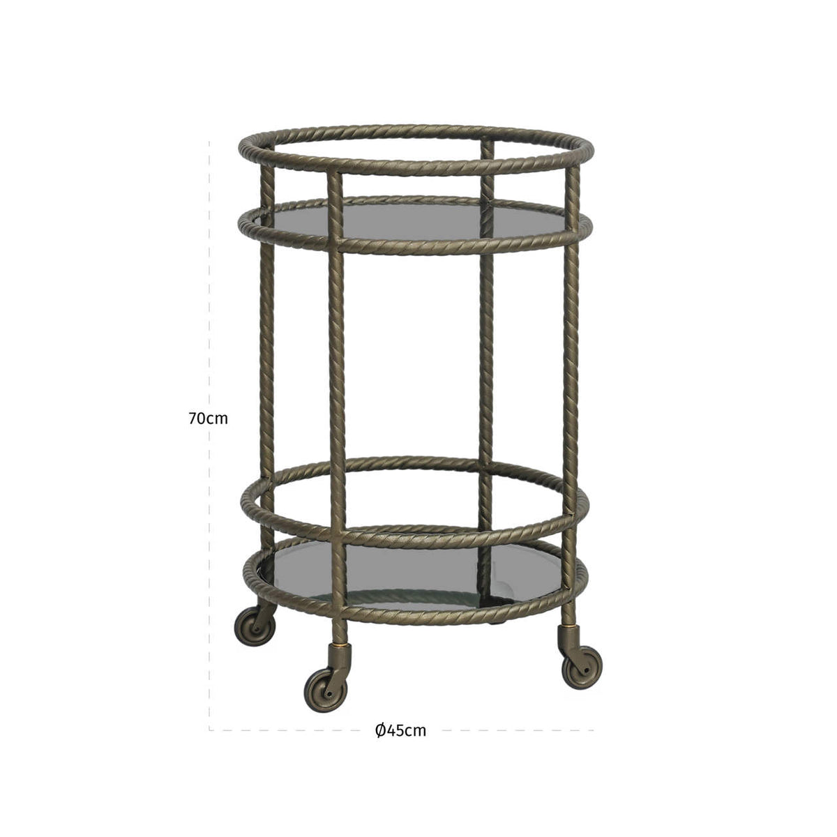 Malvern Antique Brass Drinks Trolley
