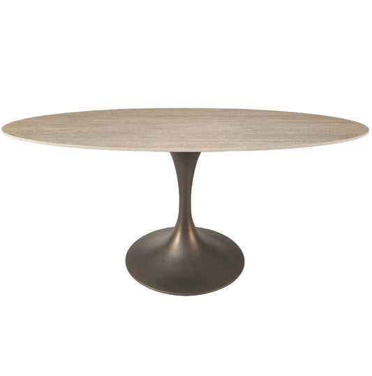 Marina Travertine Ceramic Oval Dining Table 180cm