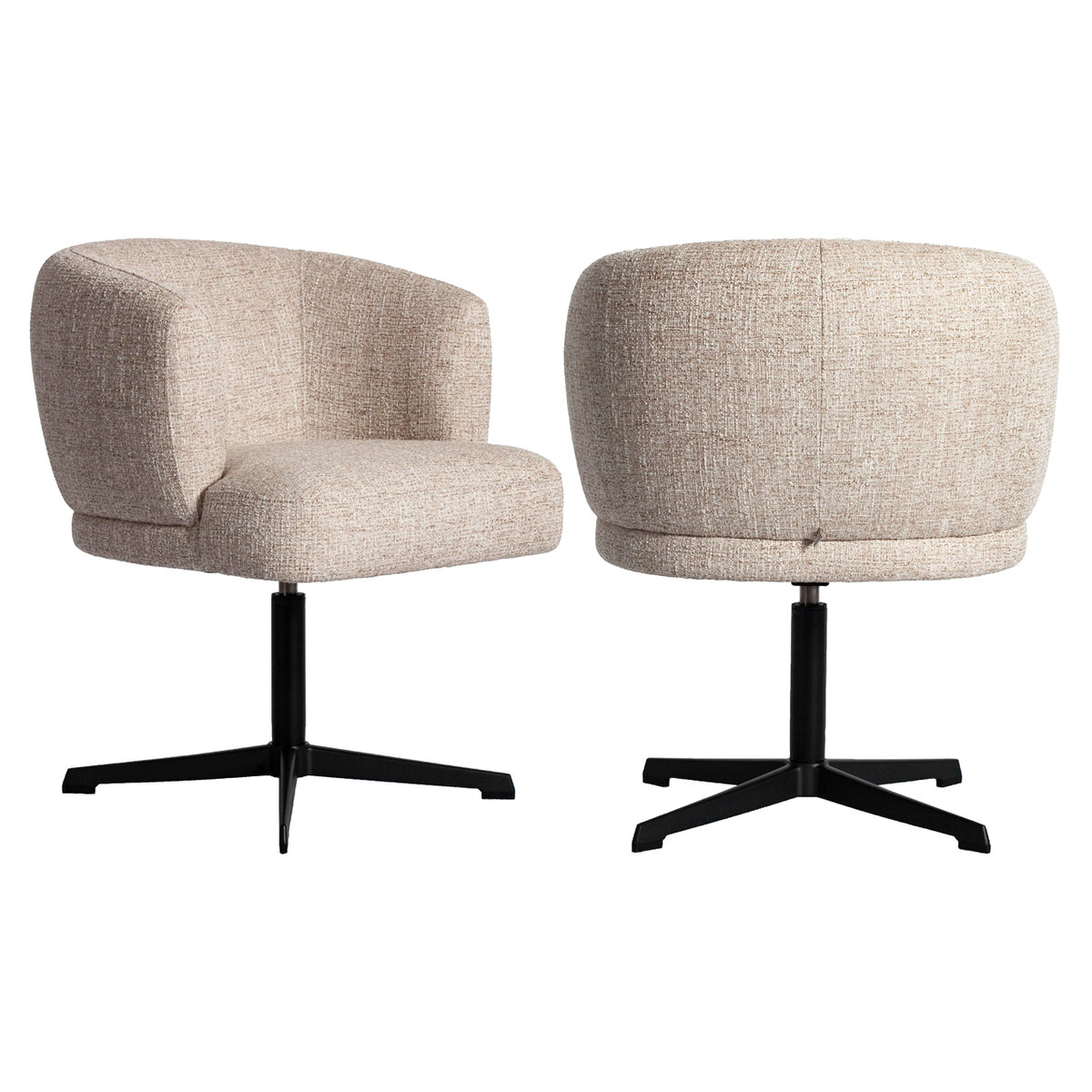 Dinard Cream Tweed Swivel Dining Chair