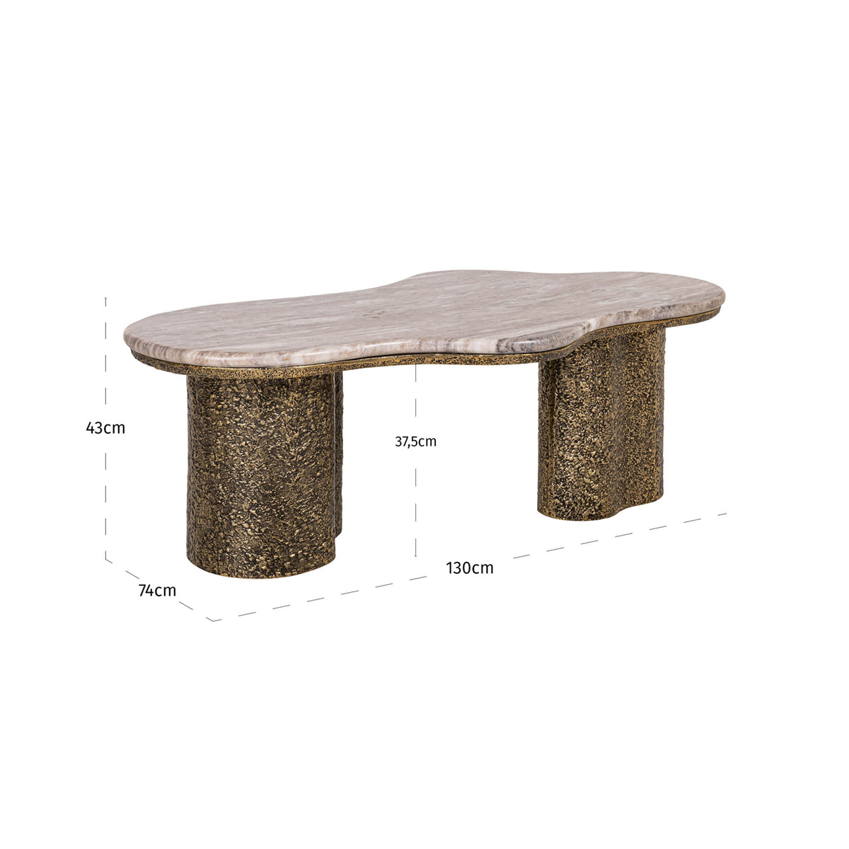 Arden Antique Brass Coffee Table
