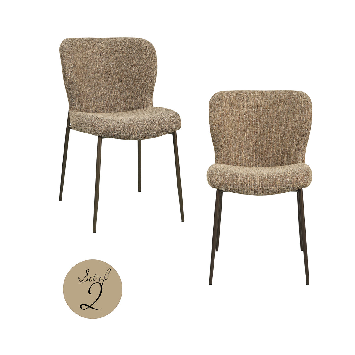 Oakby Brown Tweed Dining Chair Set of 2