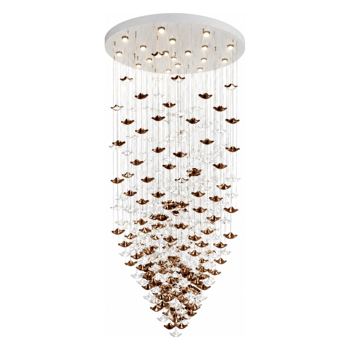 Falling Leaves Bespoke Chandelier in bronze and clear glass