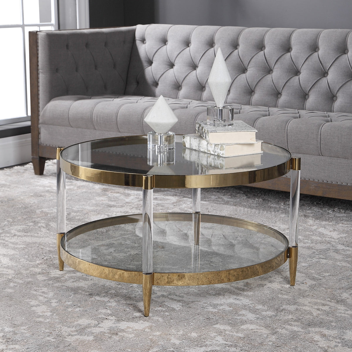 Kensington Gold & Glass Round Coffee Table