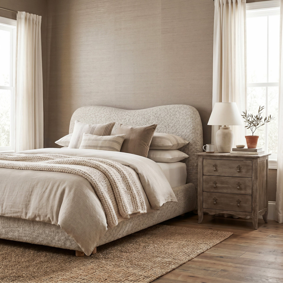 Positano Curved Upholstered Bed Super King