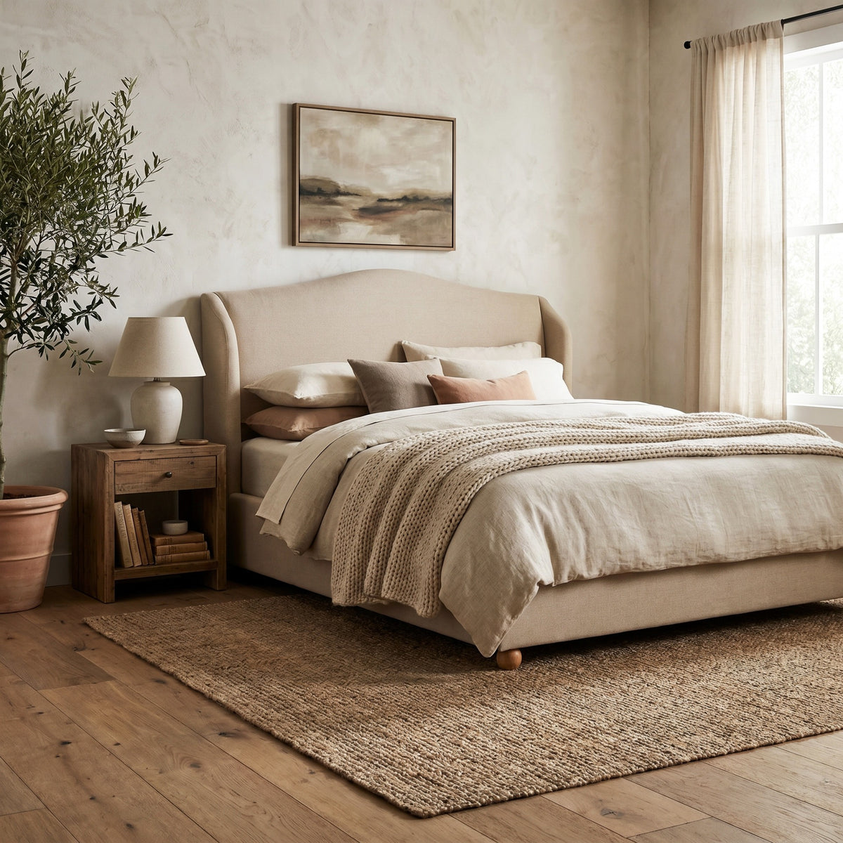 Cervia Winged Upholstered Bed King Size