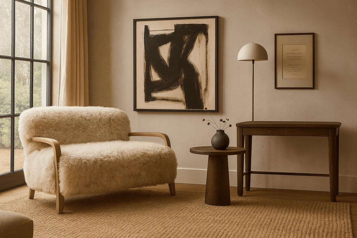 Lucca Natural Real Long Sheepskin Sofa
