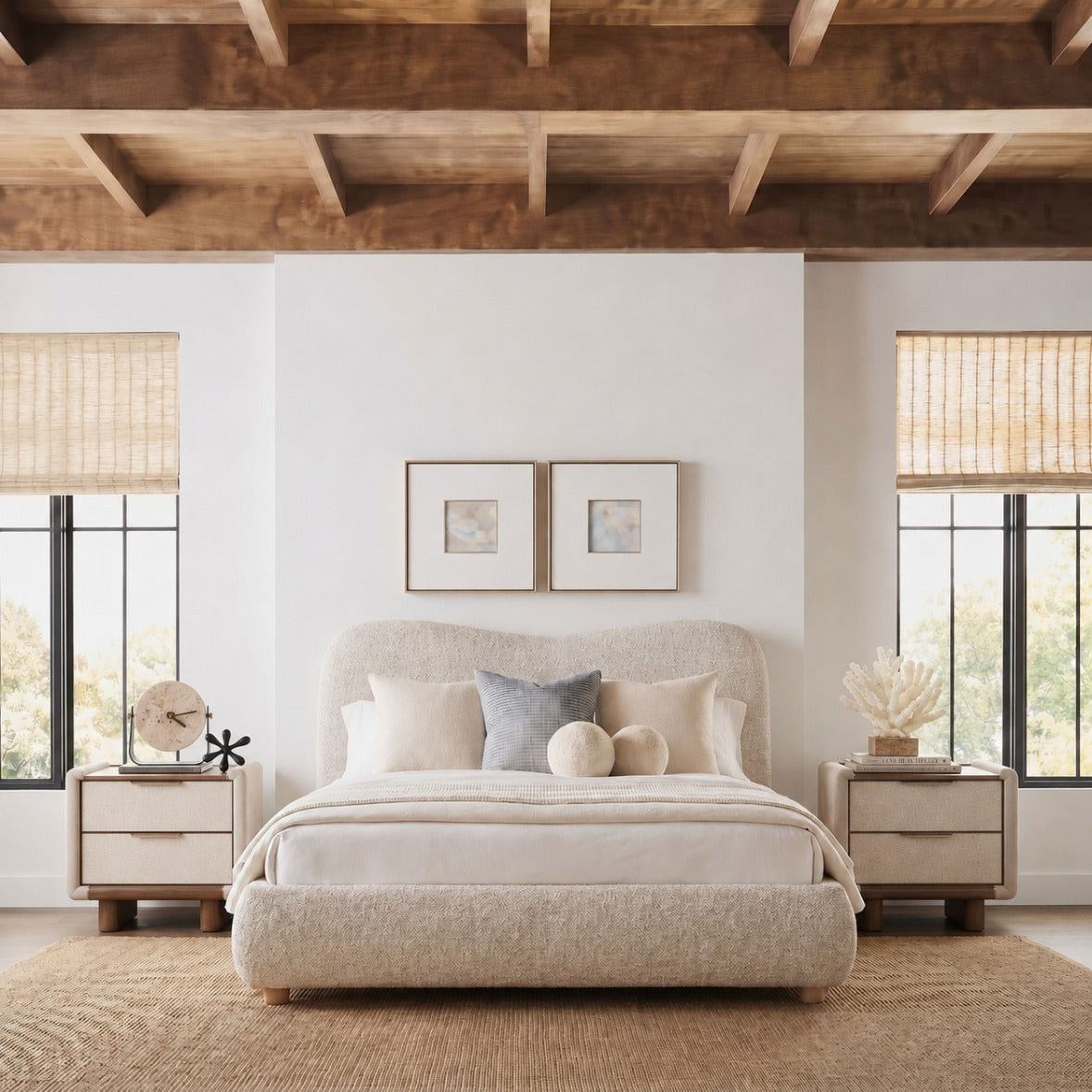 Positano Curved Upholstered Bed Super King