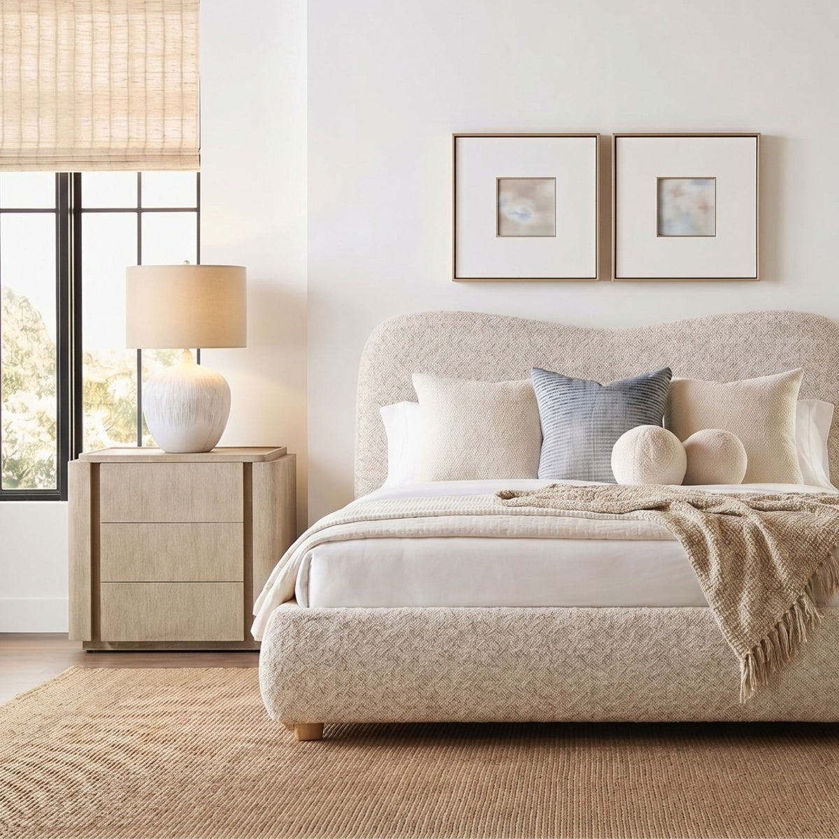 Positano Curved Upholstered Bed Super King