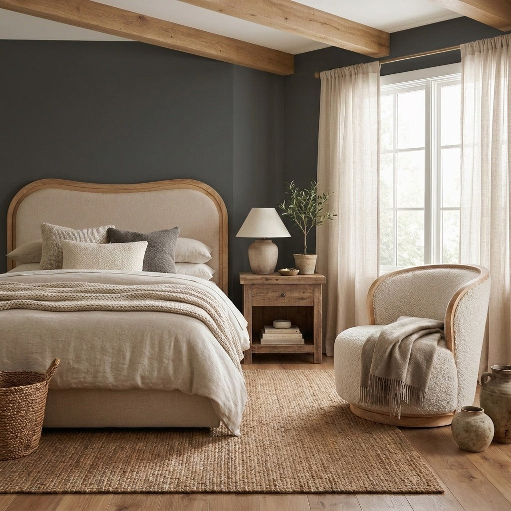 Stella Curved Upholstered Bed Super King