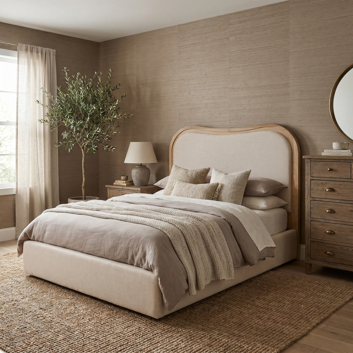 Stella Curved Upholstered Bed Super King