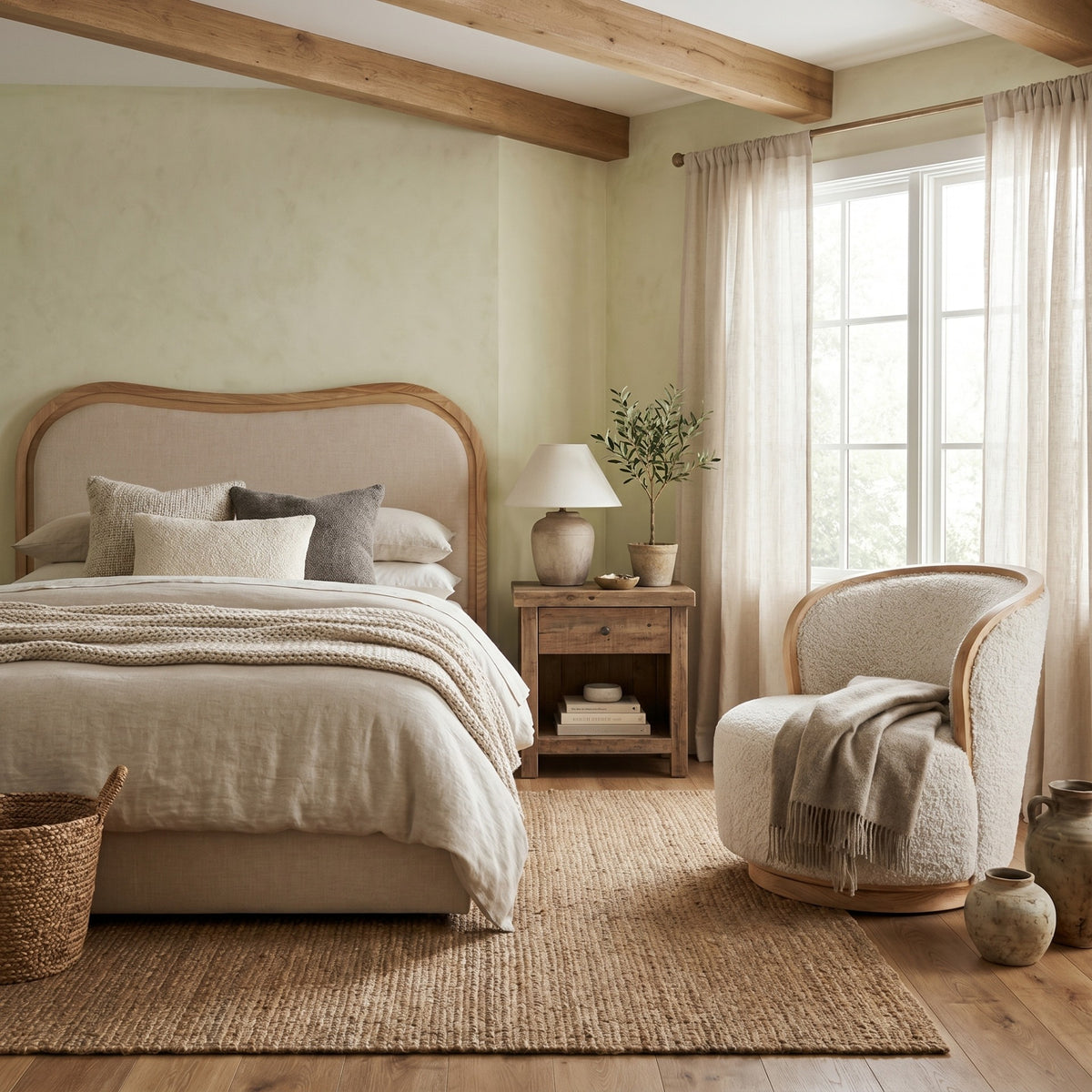 Stella Curved Upholstered Bed Super King