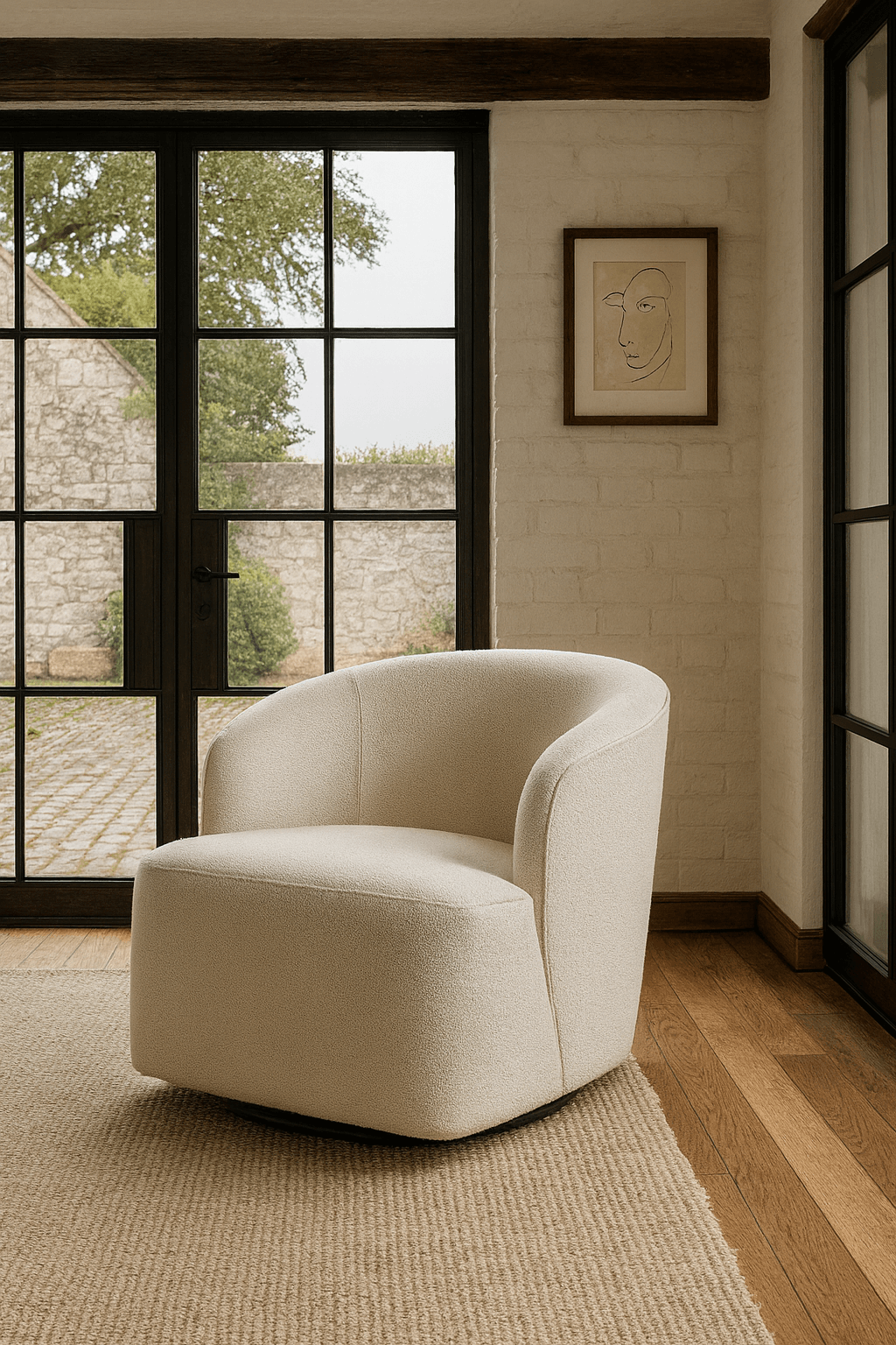 Grado Off-White Swivel Chair