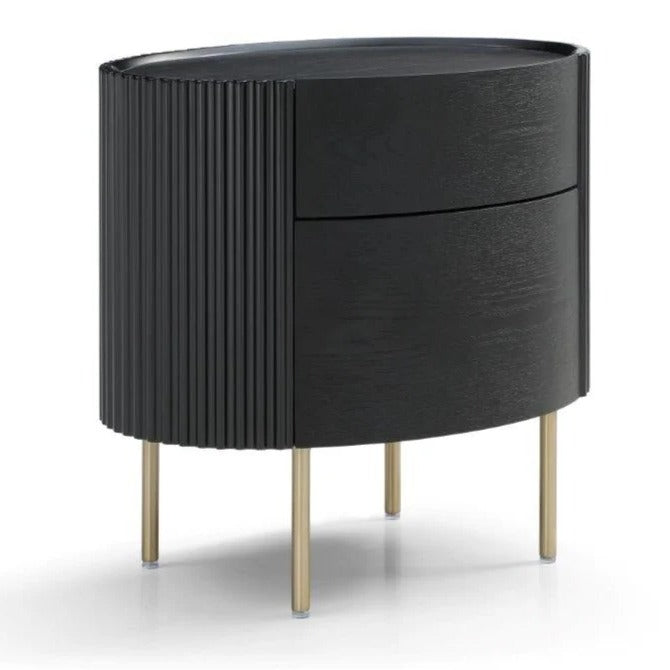 Lantine Bedside Table - Black Oak & Brass