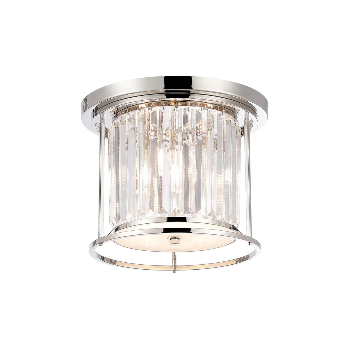 Marylebone IP44 crystal flush light in polished nickel