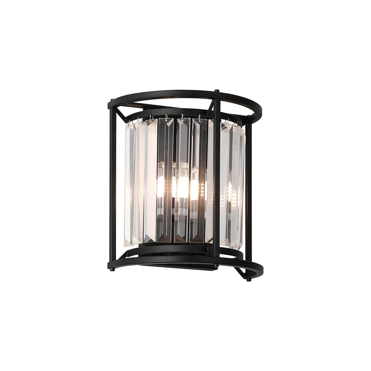 Marylebone IP44 crystal bathroom sconce in satin black