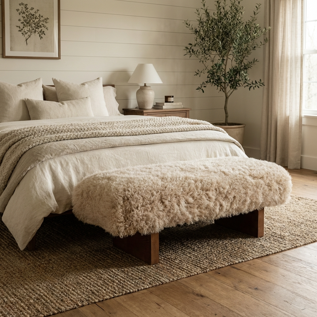 Bormio Faux Mongolian Fur Bench