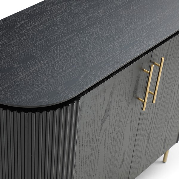 Lantine 2 Door Cabinet - Black Oak & Brass