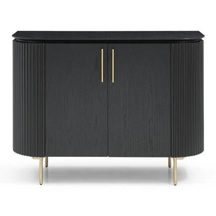 Lantine 2 Door Cabinet - Black Oak & Brass