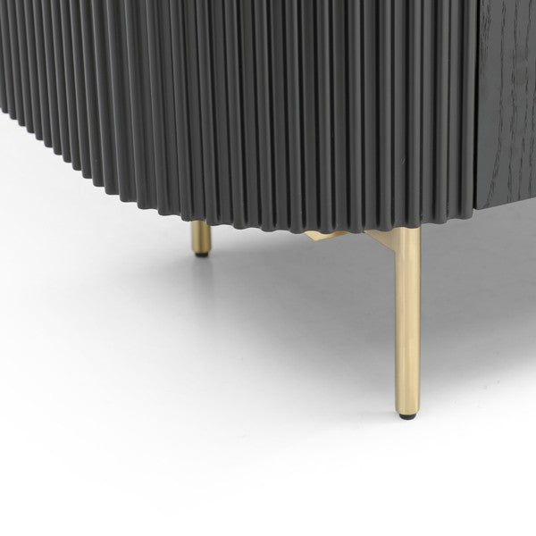 Lantine 2 Door Cabinet - Black Oak & Brass