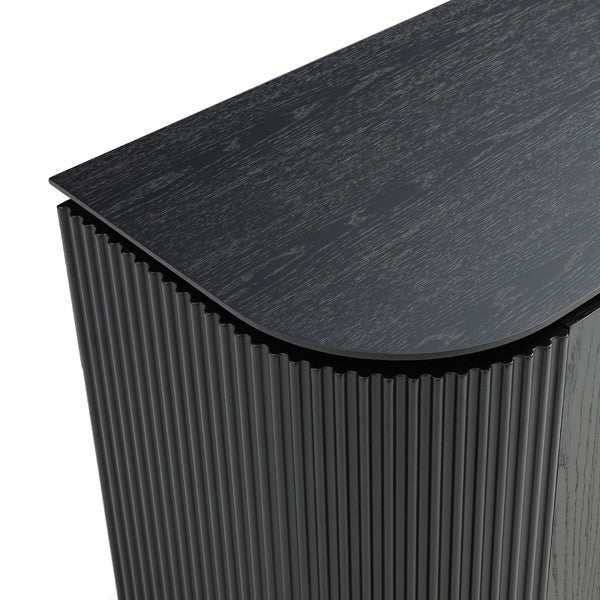 Lantine 2 Door Cabinet - Black Oak & Brass