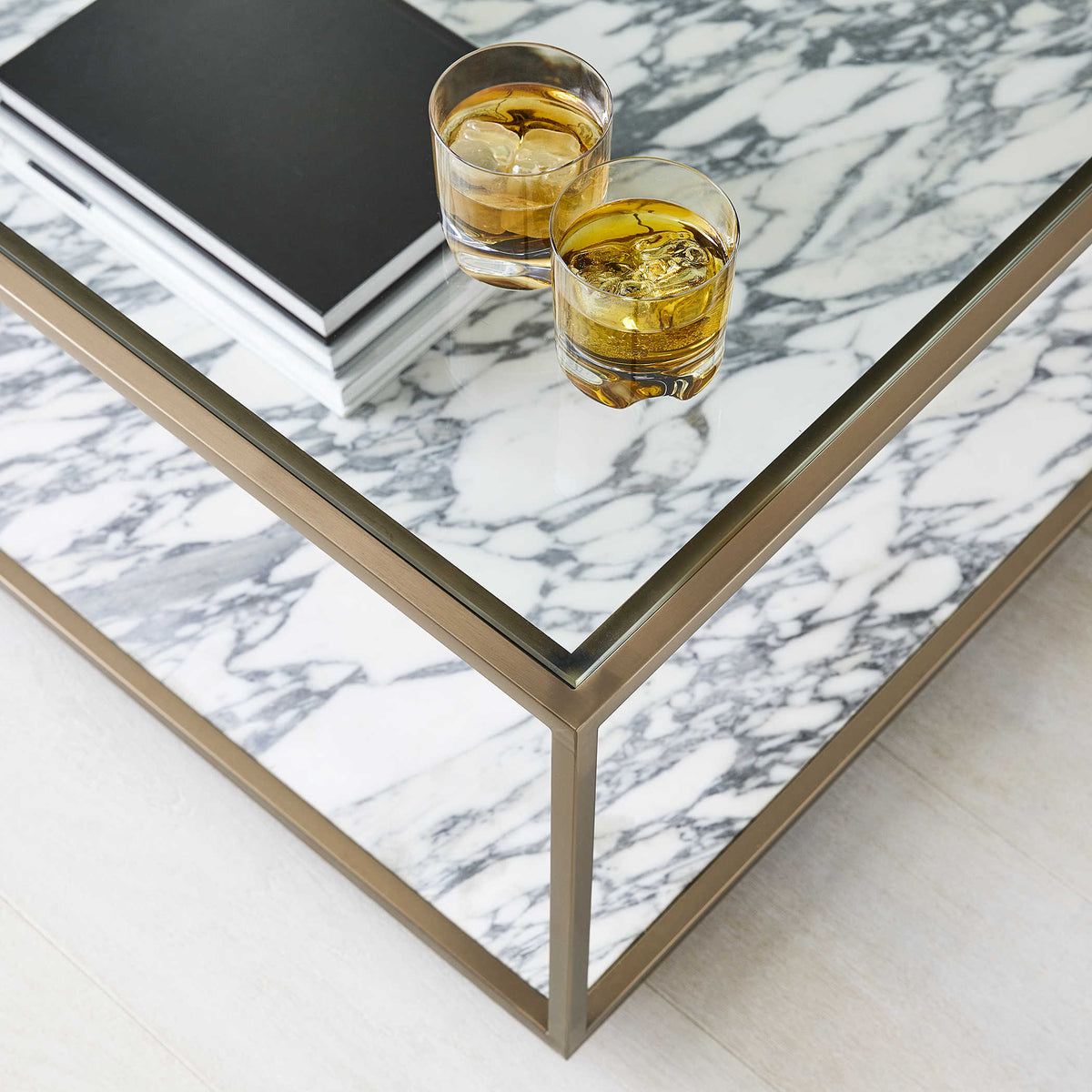 Arabella Marble & Brass Square Coffee Table