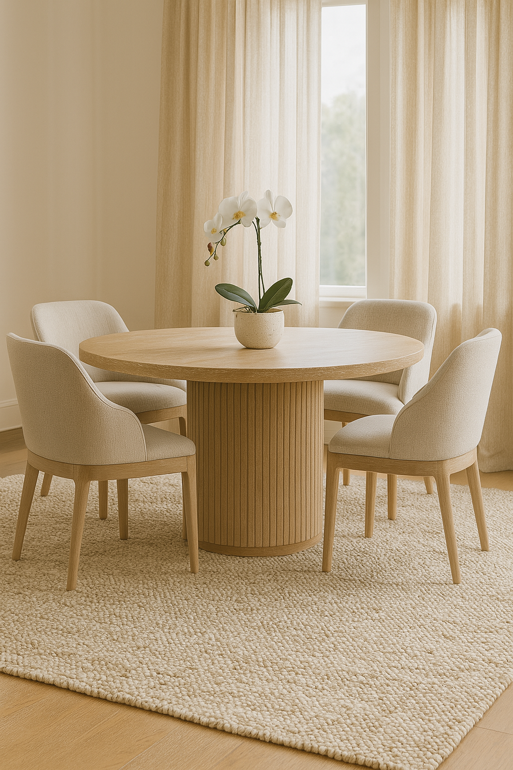 Sestri Oak Reeded Round Dining Table 140cm