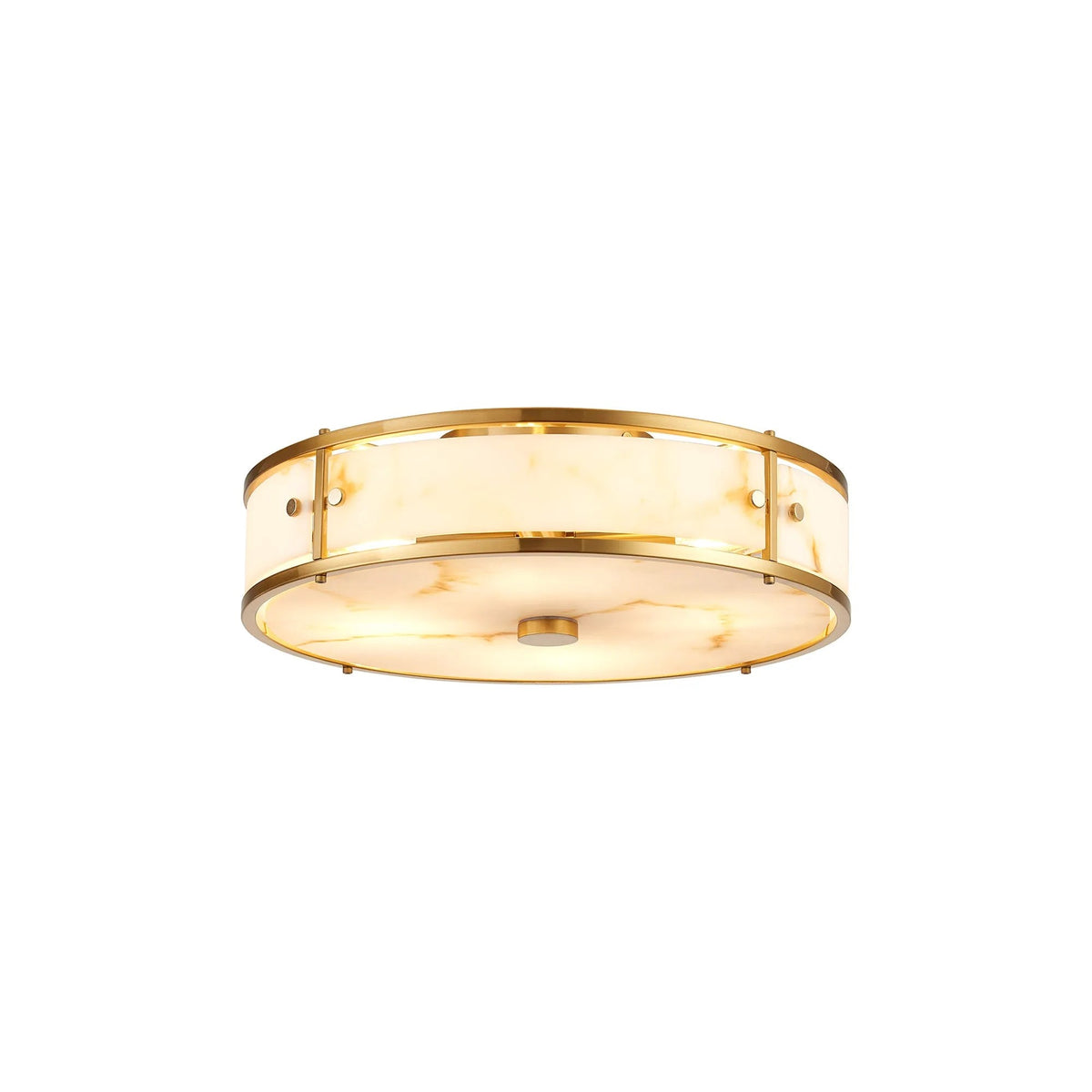 Hampstead round IP44 bathroom ceiling light in brass with brown alabaster effect glass