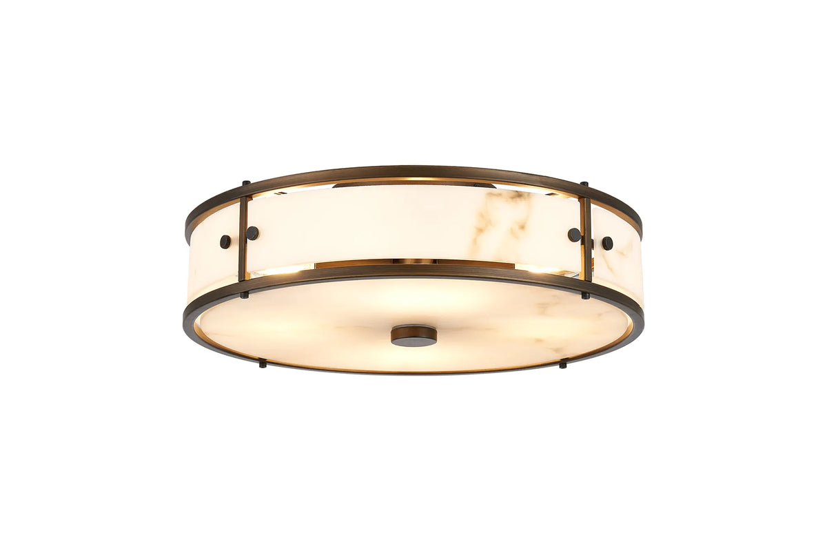 Hampstead round bathroom ceiling light in bronze with grey alabaster effect glass