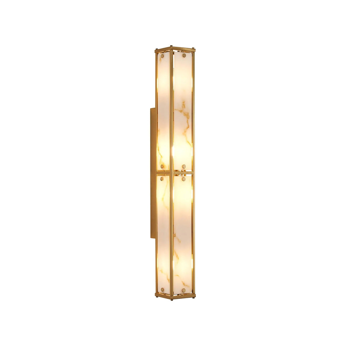 Hampstead 75cm bathroom wall light in brass with brown alabaster effect glass