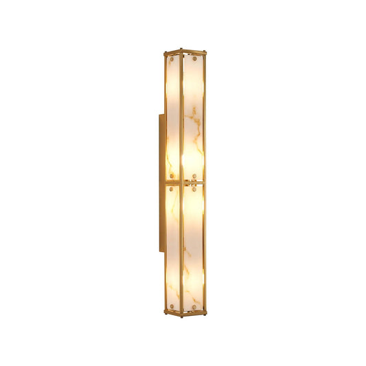 Hampstead 75cm bathroom wall light in brass with brown alabaster effect glass