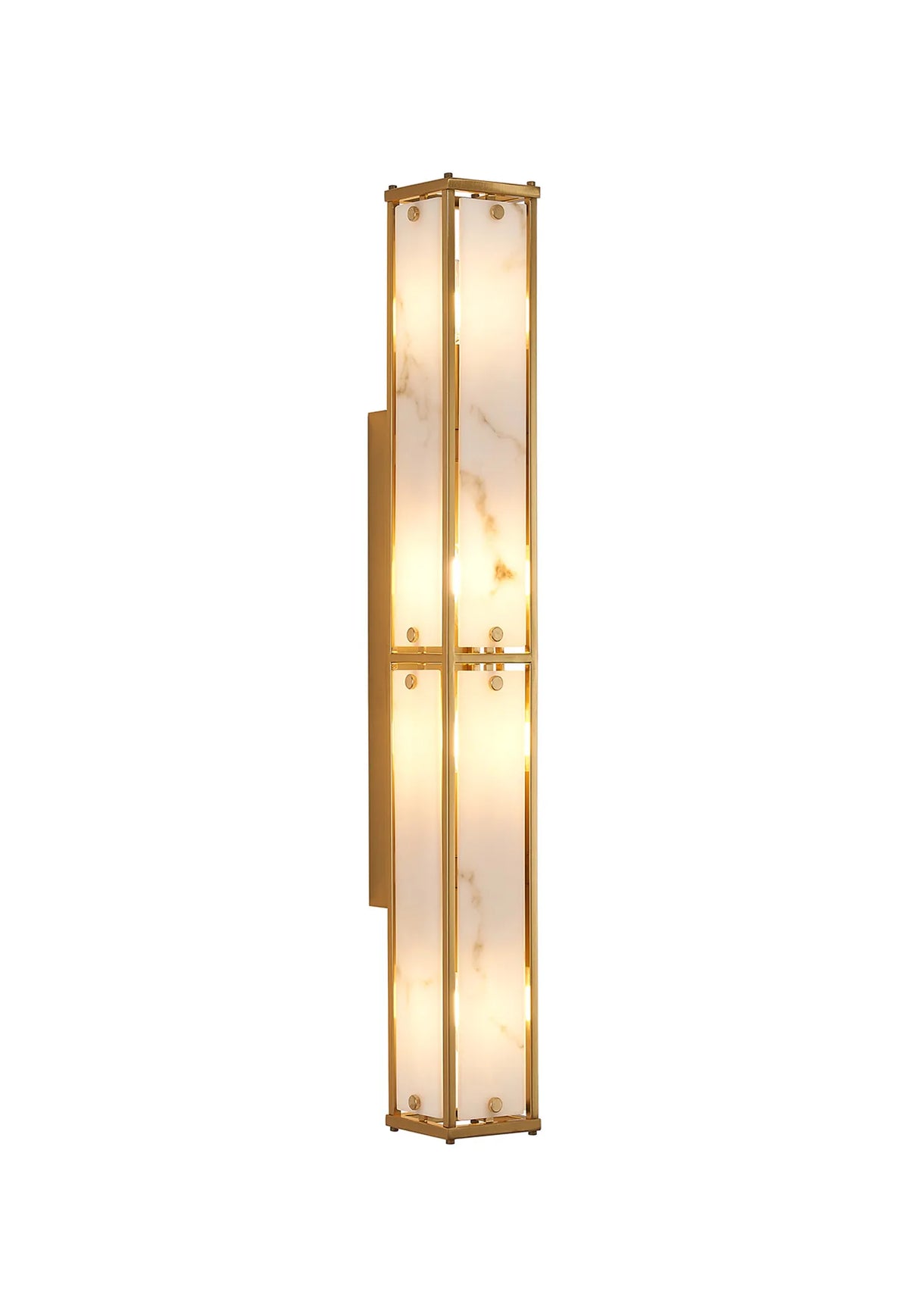 Hampstead 75cm bathroom wall light in brass with grey alabaster effect glass