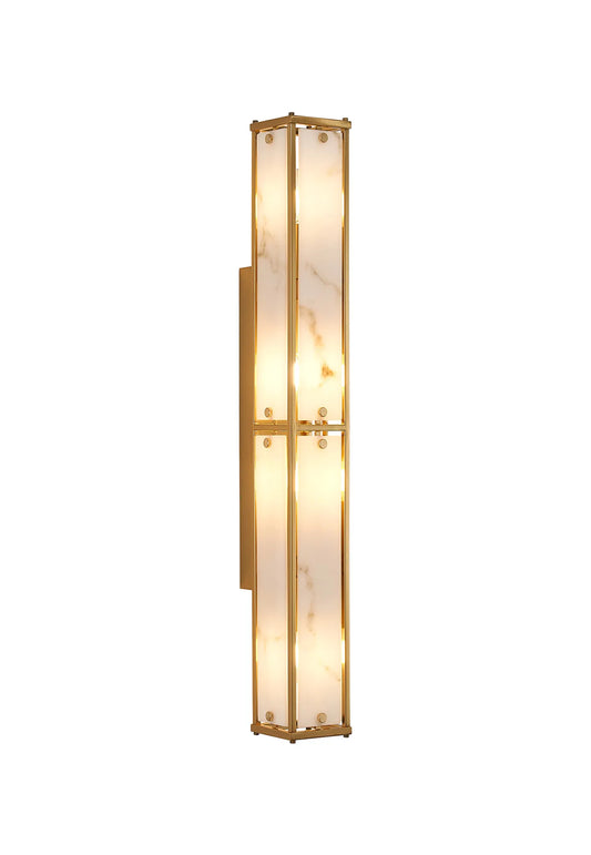 Hampstead 75cm bathroom wall light in brass with grey alabaster effect glass