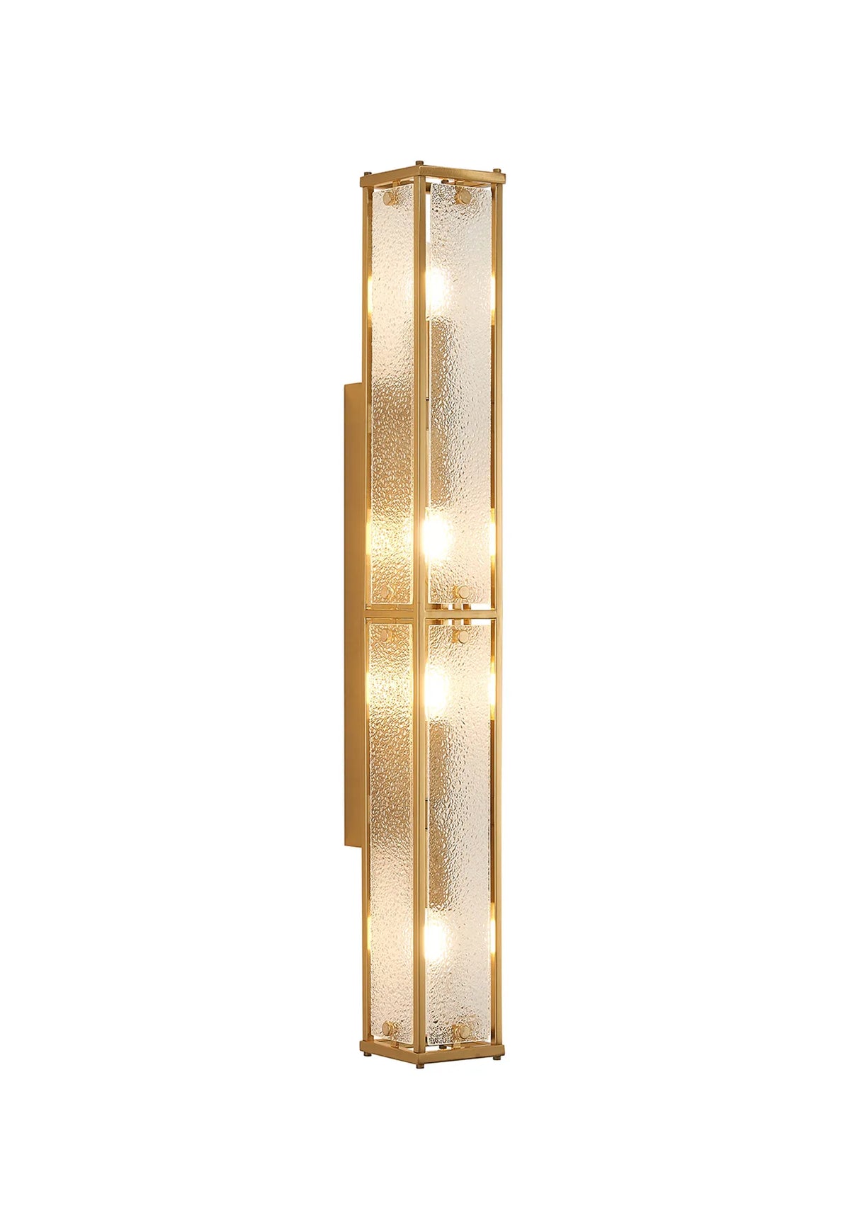 Hampstead 75cm bathroom wall light in brass with clear diamond pattern glass