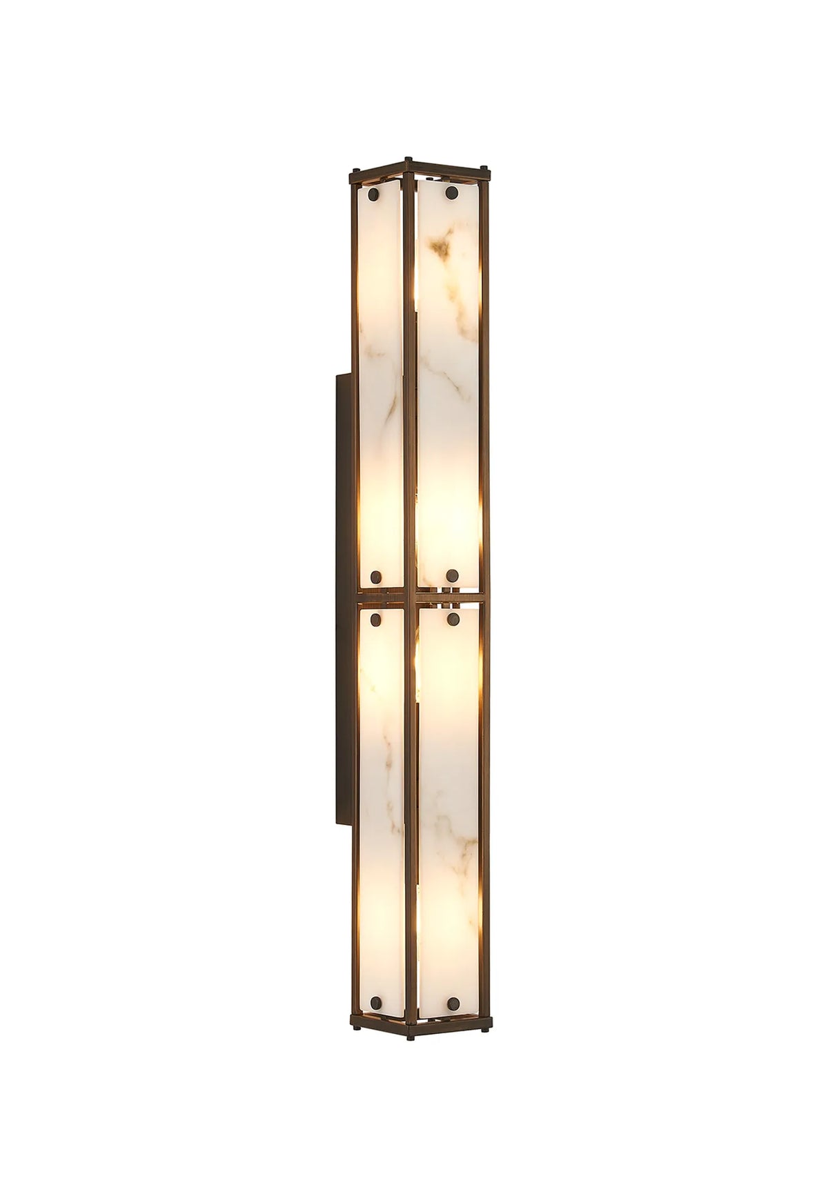 Hampstead 75cm bathroom wall light in bronze with grey alabaster effect glass