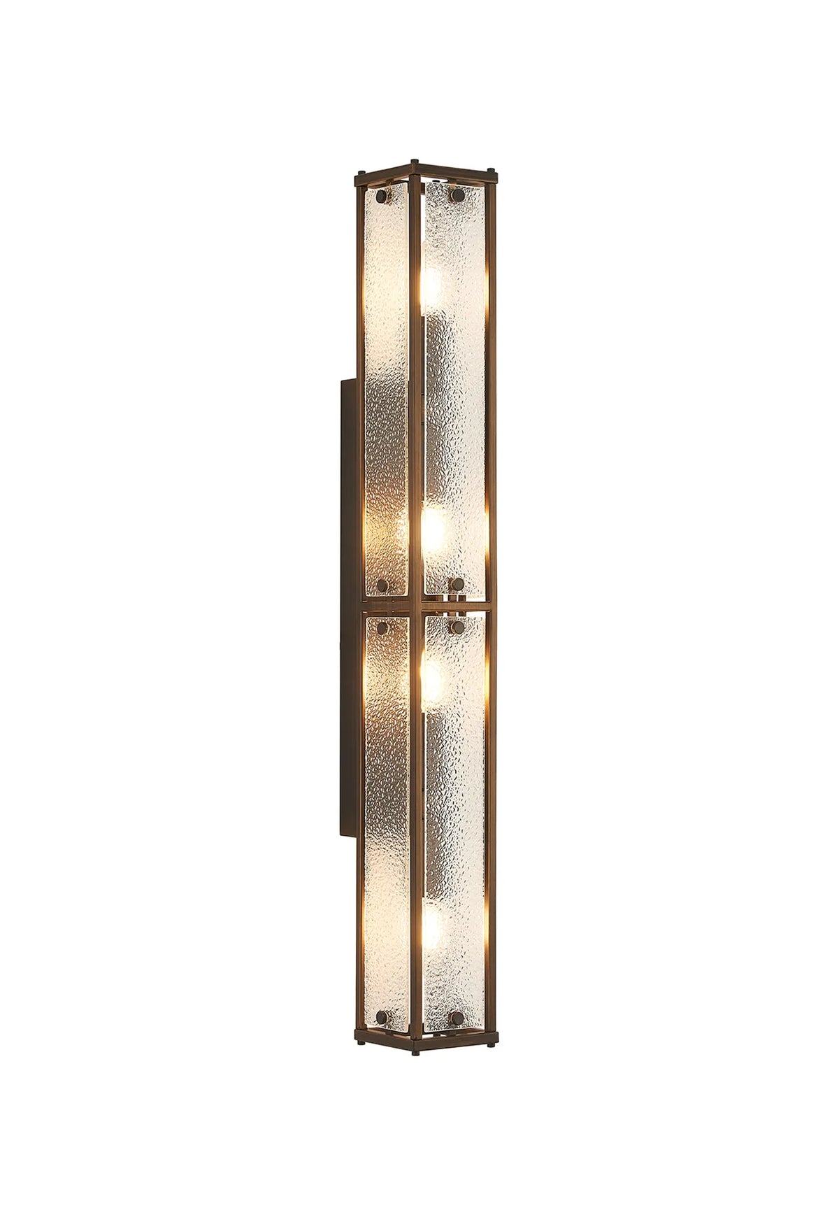 Hampstead 75cm bathroom wall light in bronze with clear diamond pattern glass