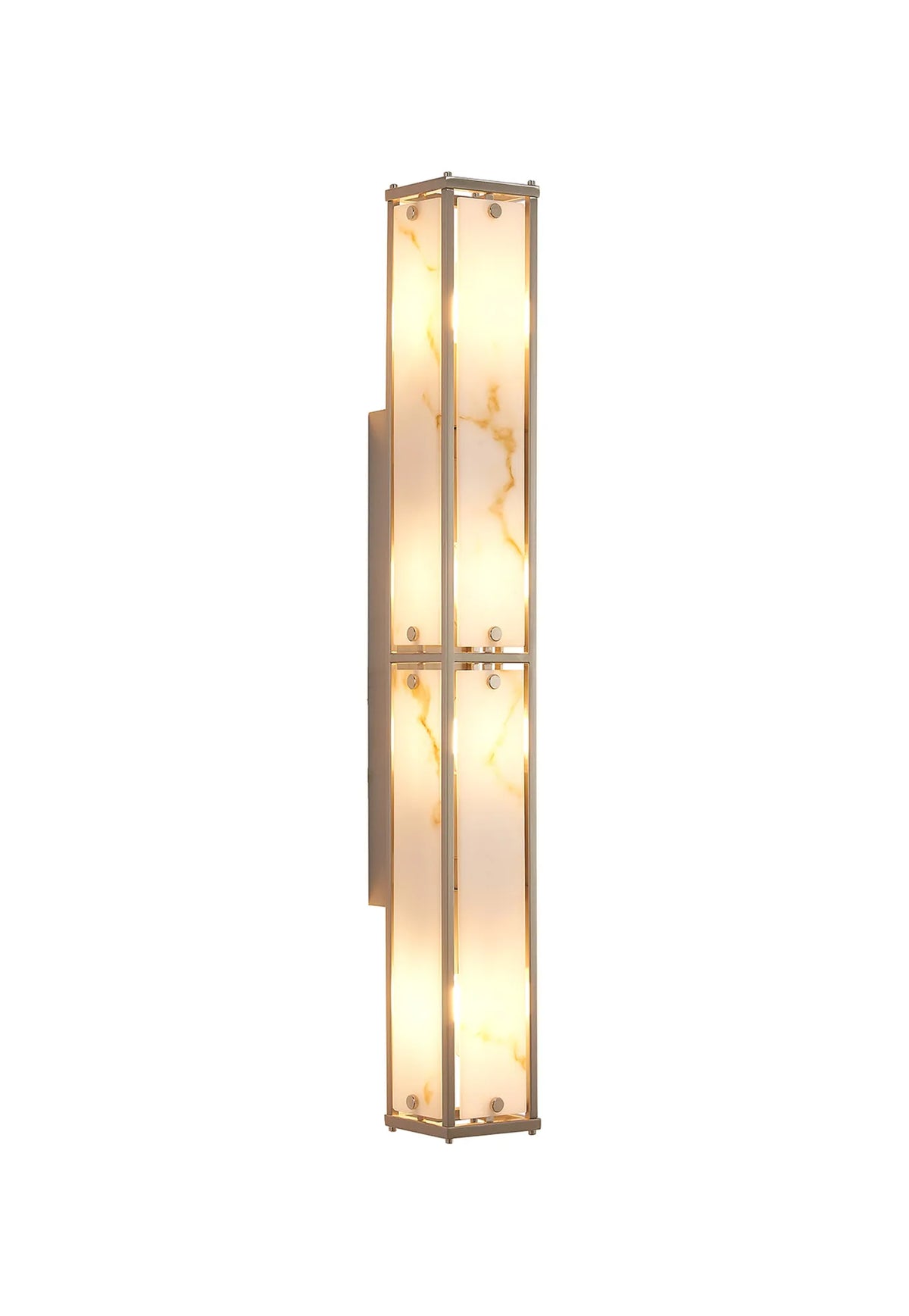 Hampstead 75cm bathroom wall light in satin nickel with brown alabaster effect glass