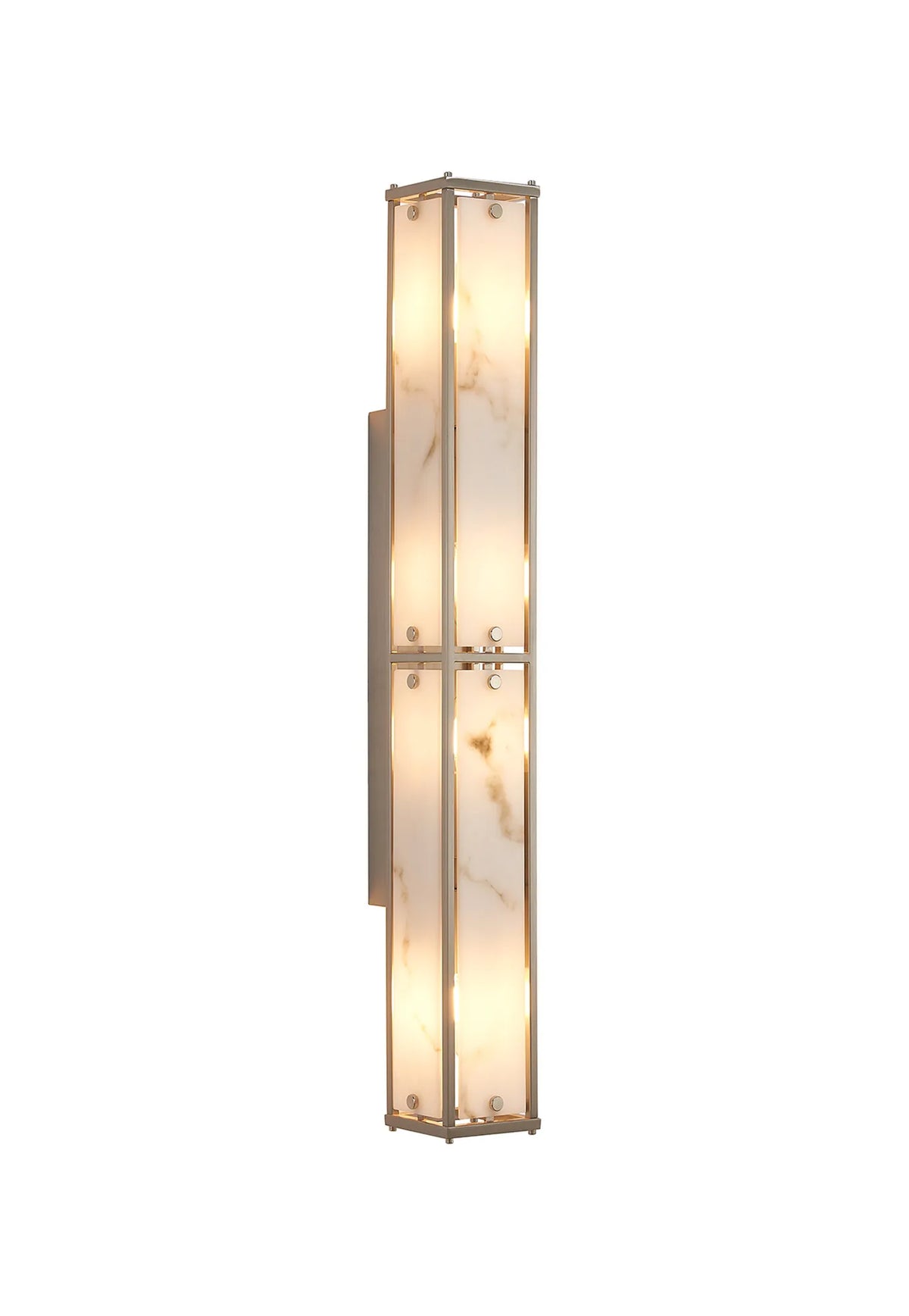 Hampstead 75cm bathroom wall light in satin nickel with grey alabaster effect glass
