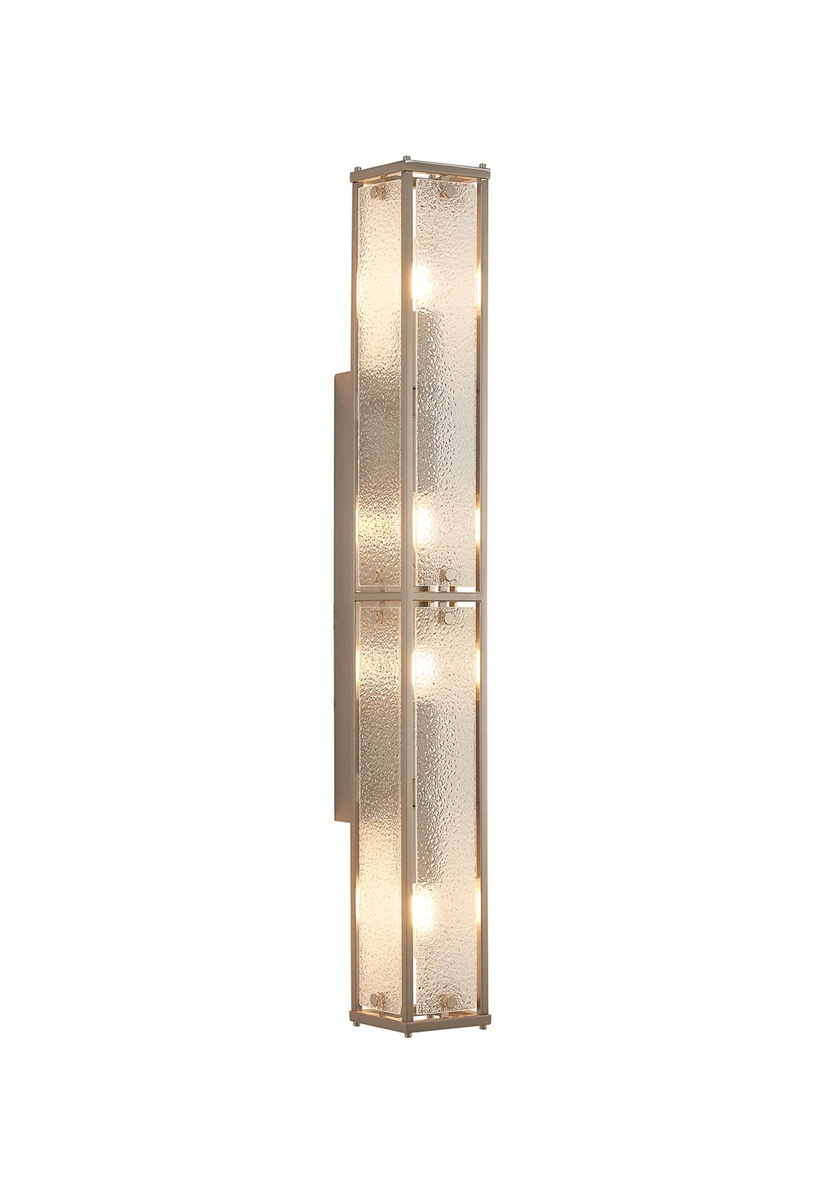 Hampstead 75cm bathroom wall light in satin nickel with clear diamond pattern glass