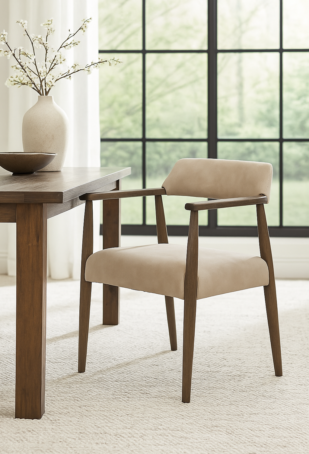 Dalia Taupe Italian Leather Dining Chair