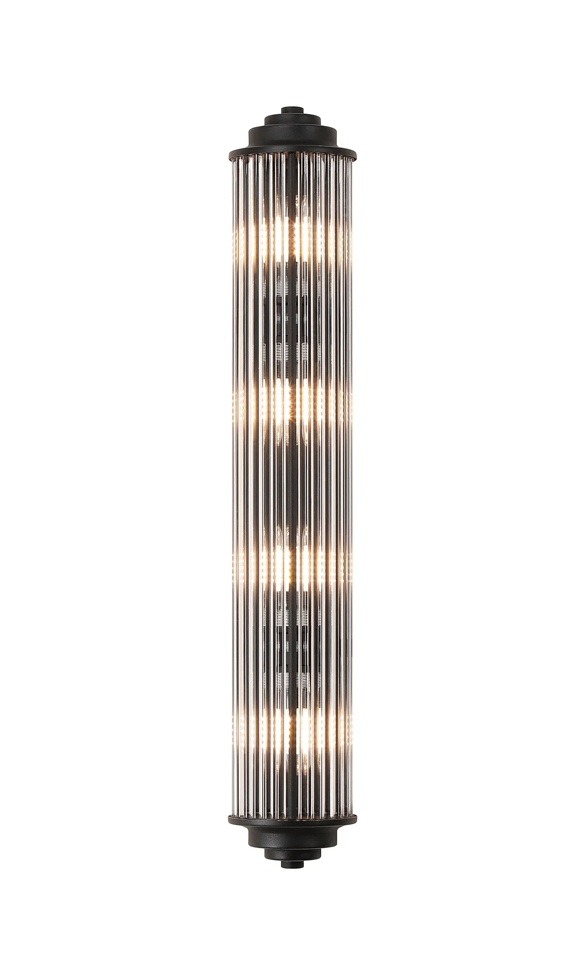 Holborn tall glass rod bathroom wall light in satin black