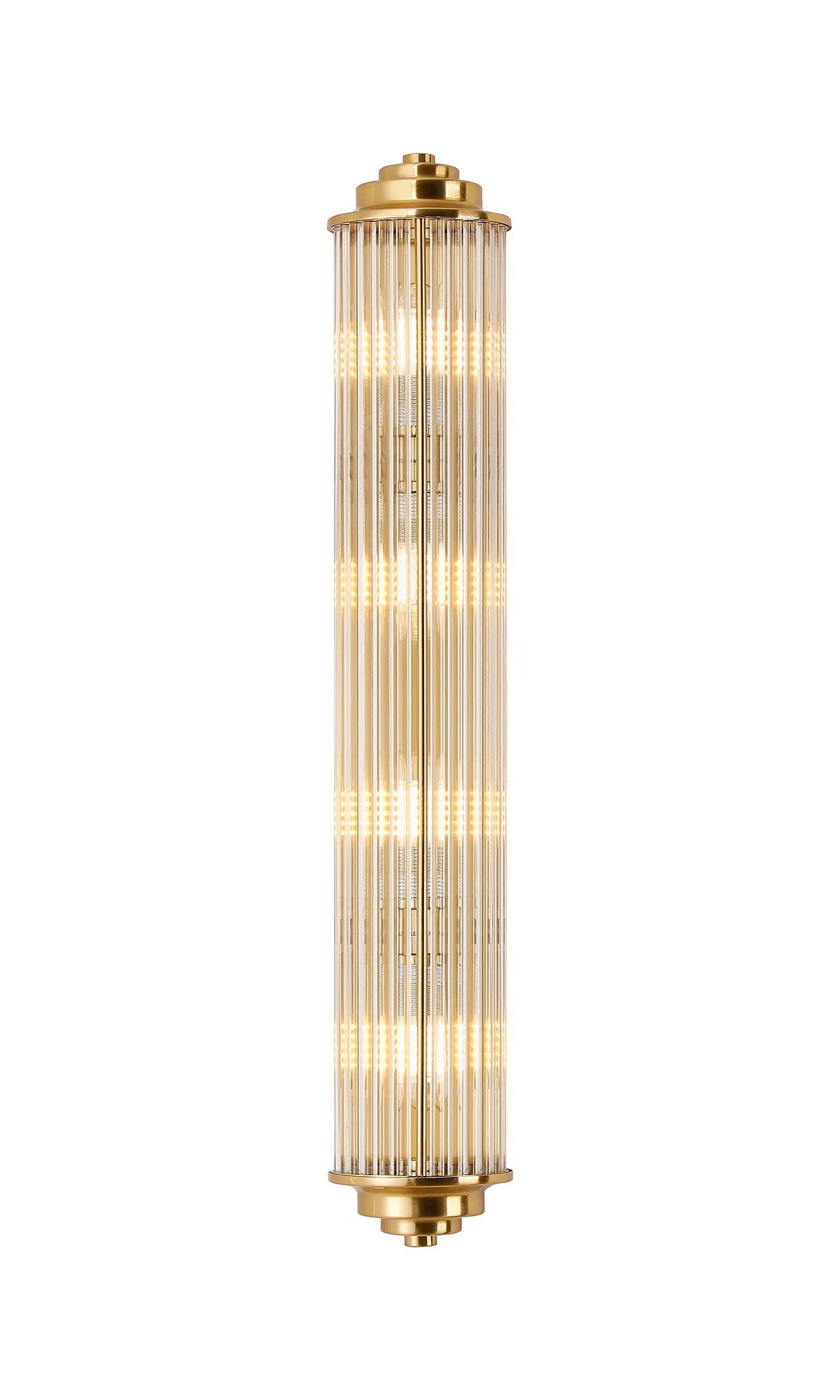 Holborn tall glass rod bathroom wall light in gold