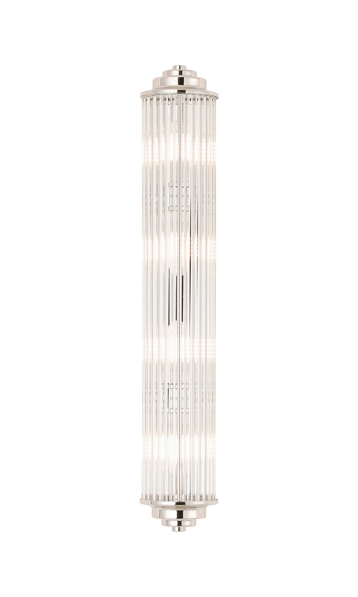 Holborn tall glass rod bathroom wall light in polished nickel
