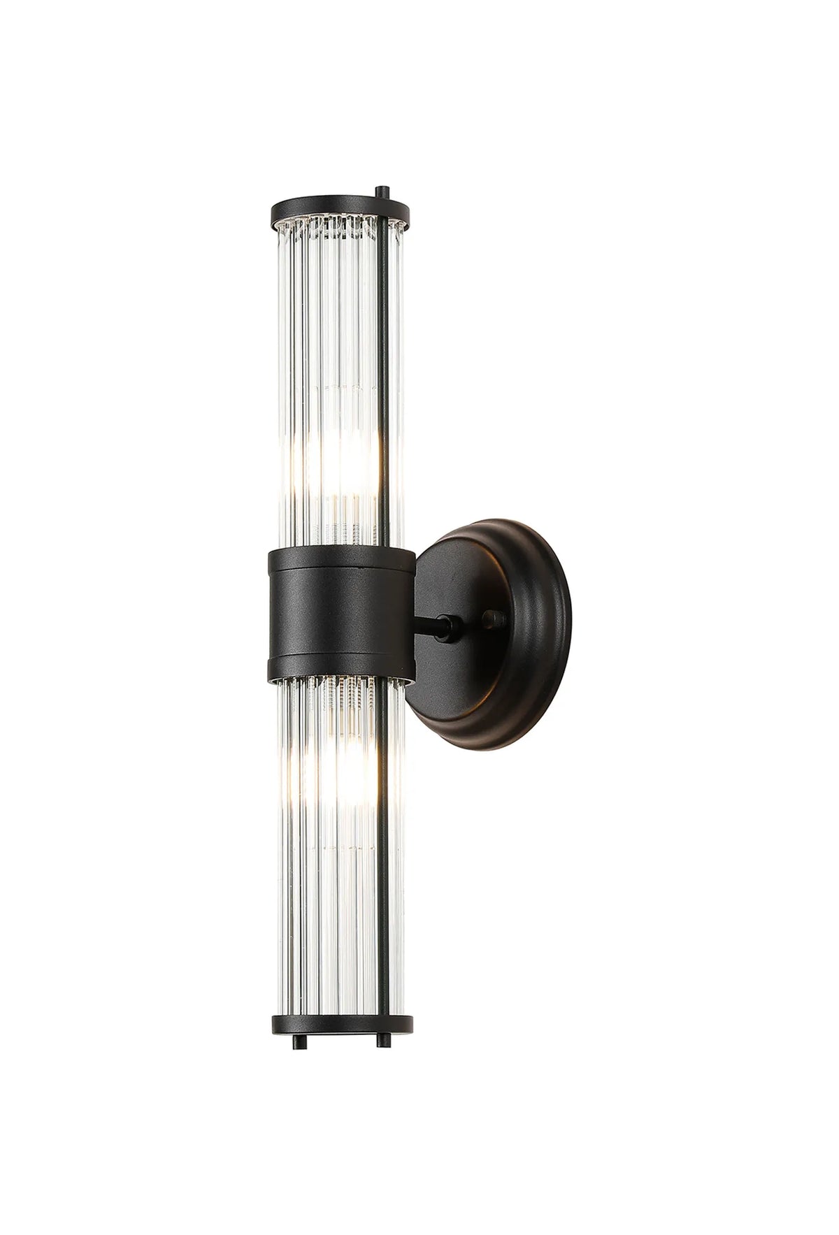 Holborn glass rod up and down bathroom wall light in satin black