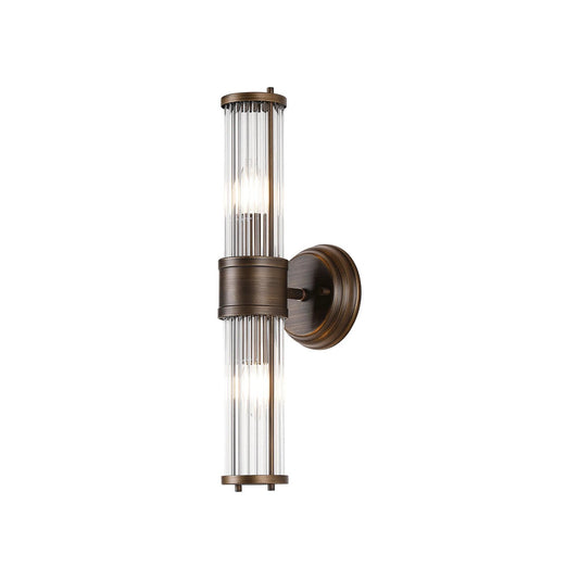 Holborn glass rod up and down bathroom wall light in bronze
